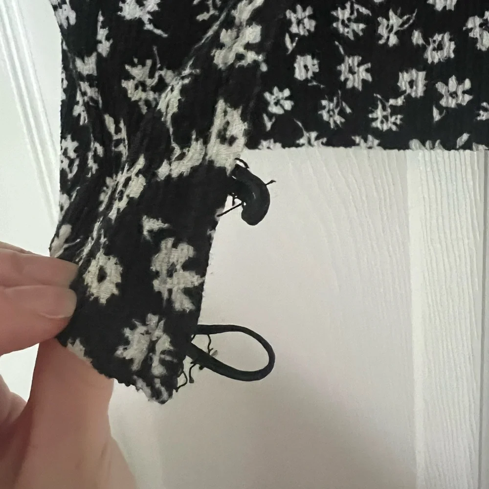 Free People Black and White Floral Crop Top